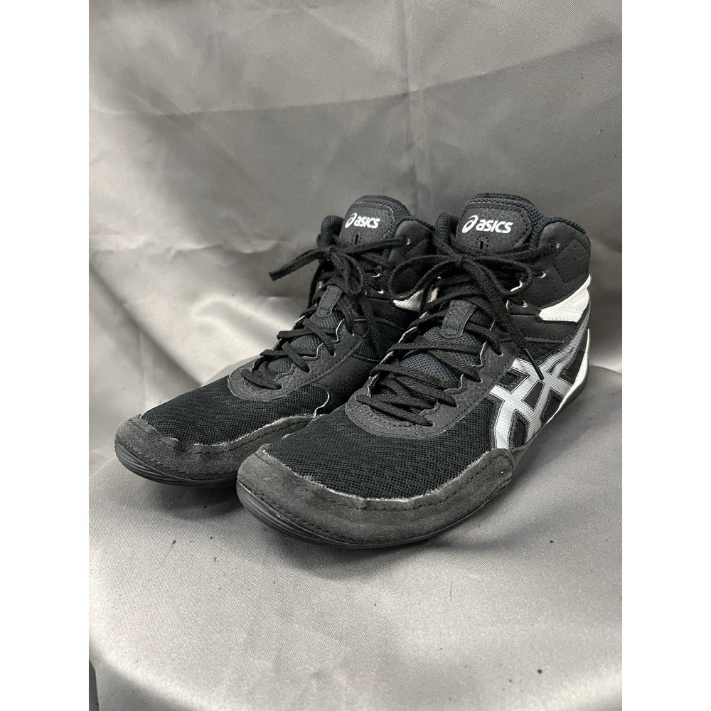 ASICS Matflex 6 Wrestling Shoes Men's 9 Black White Silver Lace Up